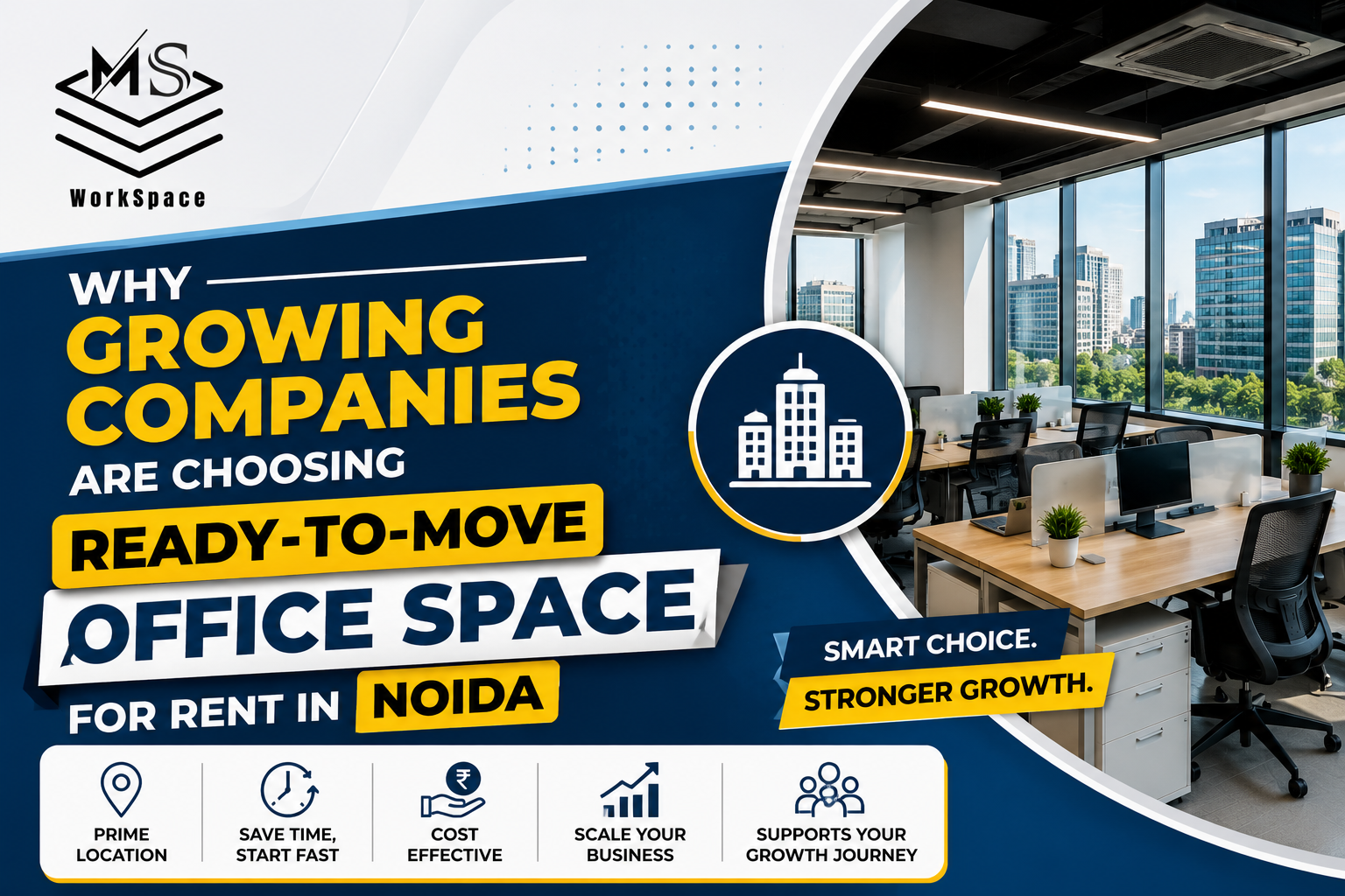 Why Growing Companies Are Choosing Ready-to-Move Office Space for Rent in Noida